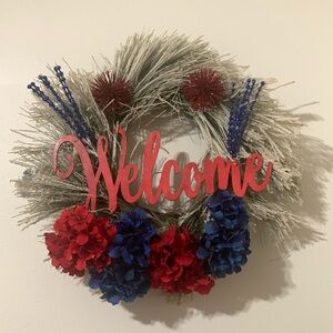 Fourth of July Wreath Red White Blue Approximately 24 inches Used